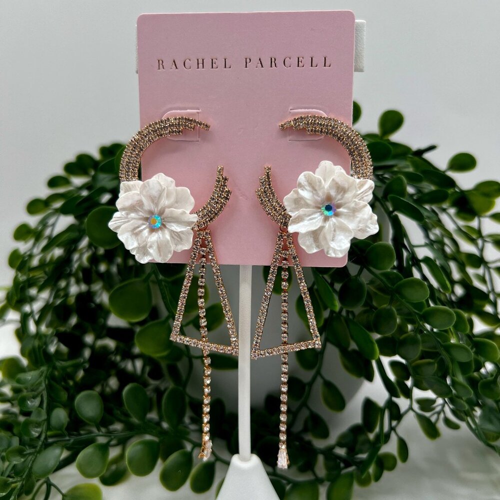 Rachel Parcell Dramatic Rhinestone and Floral Drop Earring